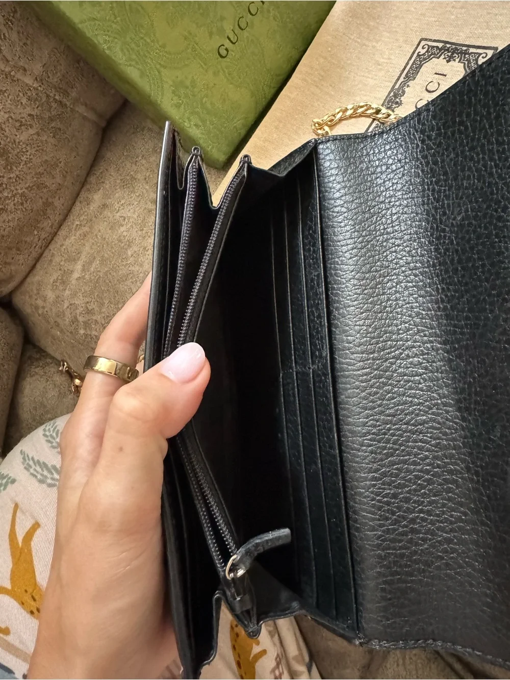 Authentic Gucci GG Supreme Continental Wallet. Chain, Dust Bag, & Box!